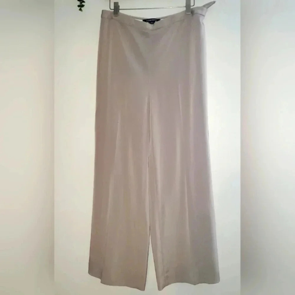 EllenTracy High Waist Wide Palazzo Leg Flat Front Pants  sz 12 FlowyTriacetate